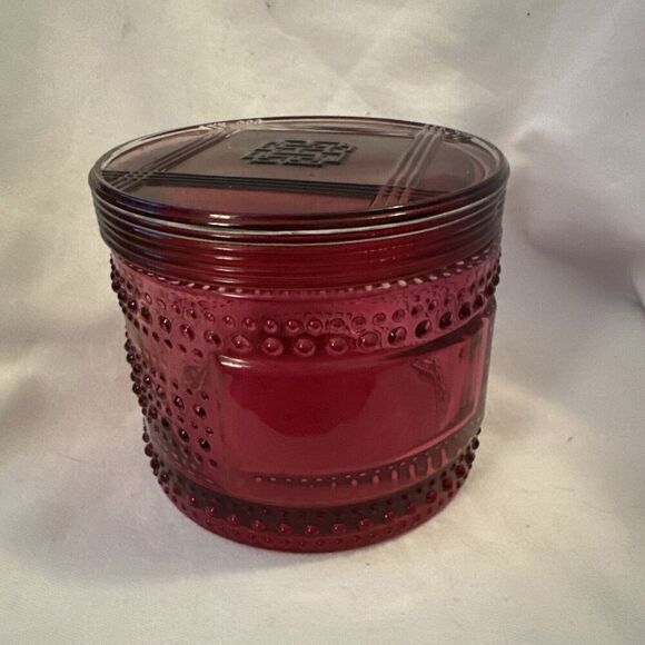 HomeWorx by Harry Slatkin Cranberry Glass Candle Holder w/ lid no candle see pic - Picture 1 of 4